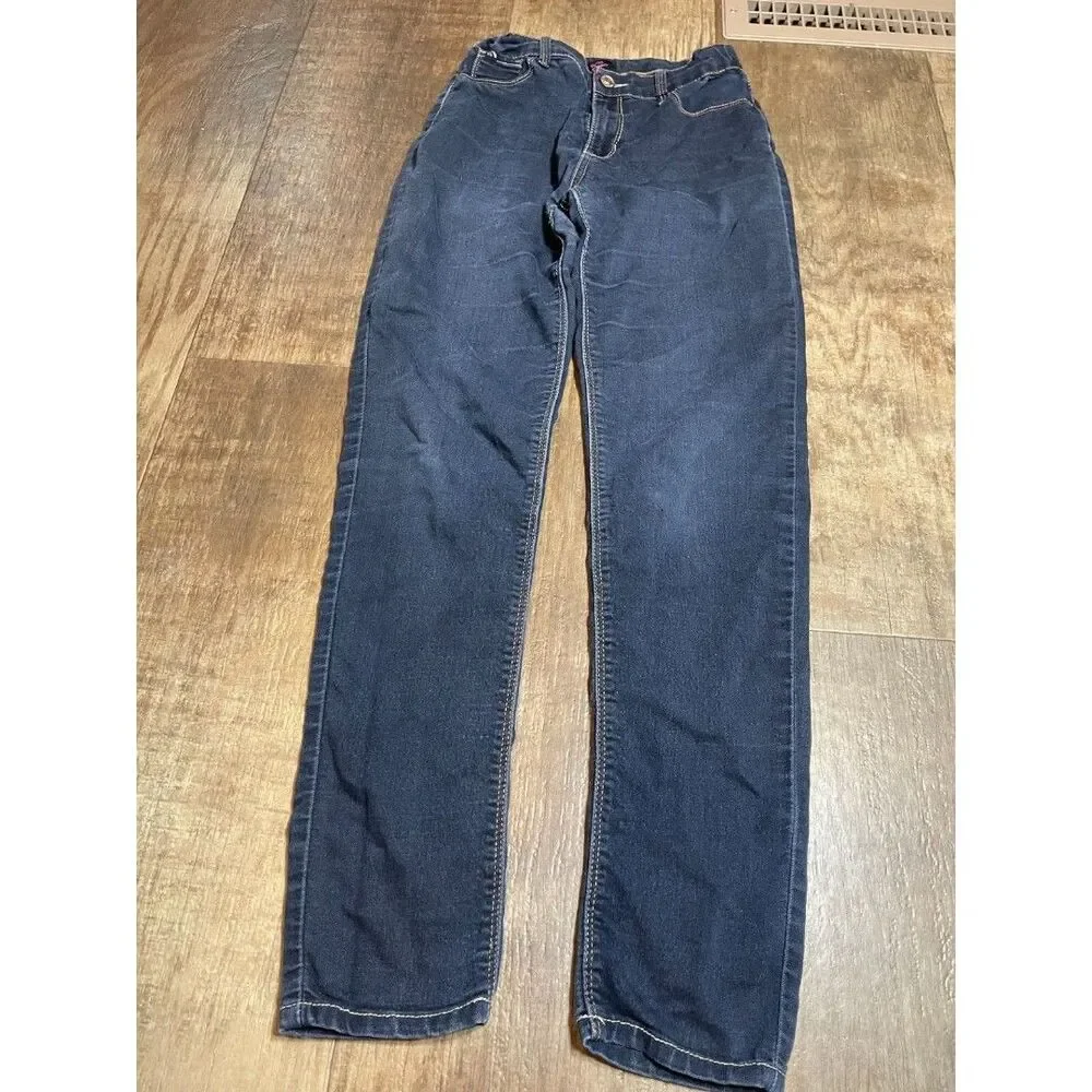 Jordache Jeans Girls Size 16 Slim Super Skinny Blue Denim adjustable waist